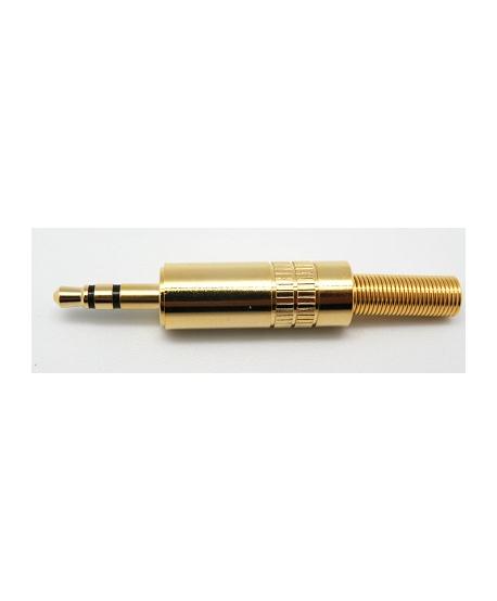 CONECTOR JACK ESTEREO 3,5mm MACHO METALICO DORADO