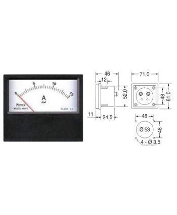 VOLTIMETRO ANALOGICO DE PANEL 0-50 VDC 71x61mm