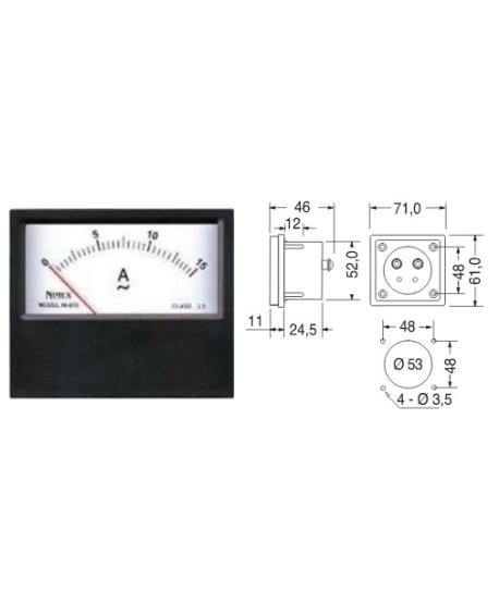 VOLTIMETRO ANALOGICO DE PANEL 0-50 VDC 71x61mm