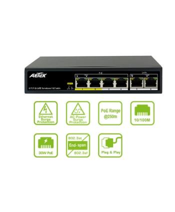 SWITCH FAST ETHERNET DE 4 PORTAS 4xPoE FE+2xFE EXPoE