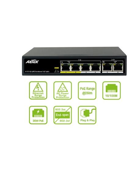 SWITCH FAST ETHERNET DE 4 PORTAS 4xPoE FE+2xFE EXPoE