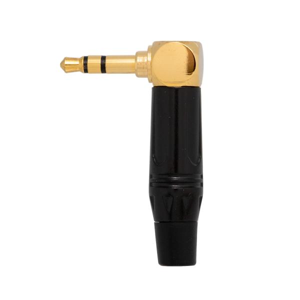 CONECTOR JACK ESTEREO 3,5mm MACHO ACODADO NEGRO