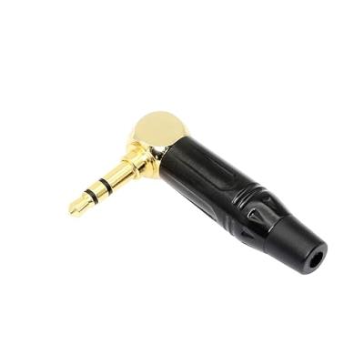 CONECTOR JACK ESTEREO 3,5mm MACHO ACODADO NEGRO