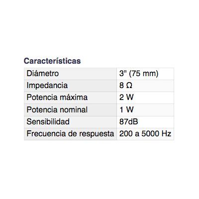 ALTO-falante 3" (75 mm) 8 Ohm 2W 3"