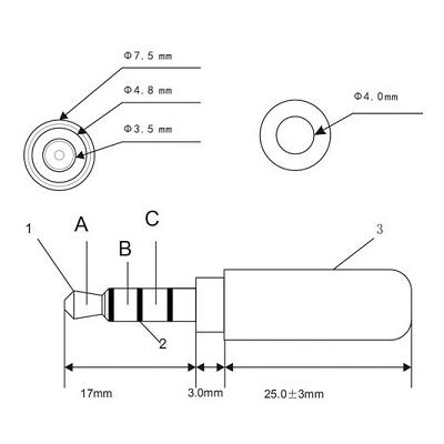 CONECTOR JACK 3.5mm 4 CONTATOS DE METAL