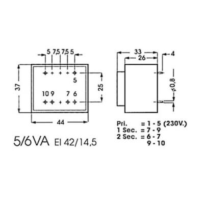 TRANSFORMATEUR ENCAPSULÉ 230V Sec.24V-24V 3.5VA