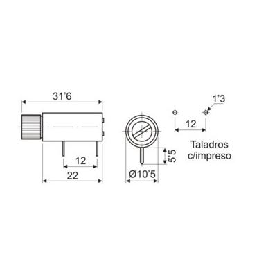 PORTE-FUSIBLE EN CIRCUIT IMPRIMÉ 5x20mm BAYONETA