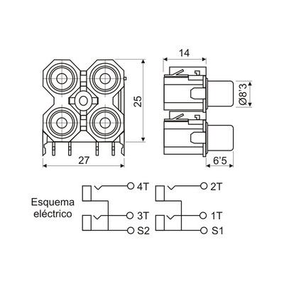 CONECTOR 4 RCA FÊMEA C.I.