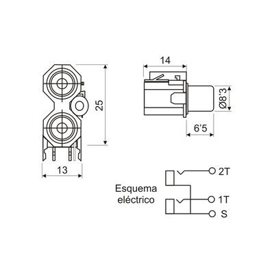 CONNECTOR RCA FEMELLA DOBLE C.I. VERTICAL