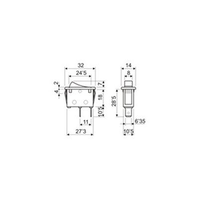 BOUTON-POUSSOIR (SPST) OFF-(ON) 250V 10A