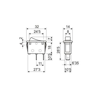 3P (SPDT) INTERRUPTEUR ON-ON 250V 16A ROUGE