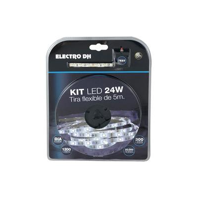 KIT DE BANDE LED BLANCHE CAL.3528 24W 5m IP65 AVEC F.A.