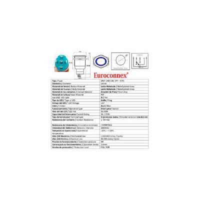 PULSADOR ANTIVANDALICO OFF-(ON) SPDT LED 16mm 12V