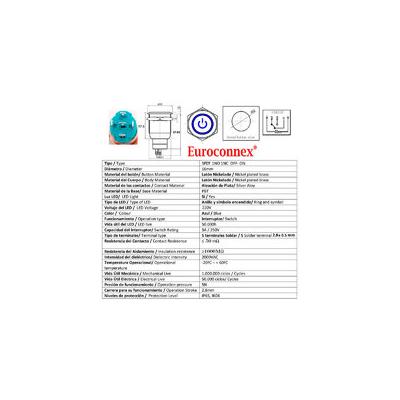 INTERRUPTOR ANTIVANDALICO OFF-ON DPST LED 16mm220V