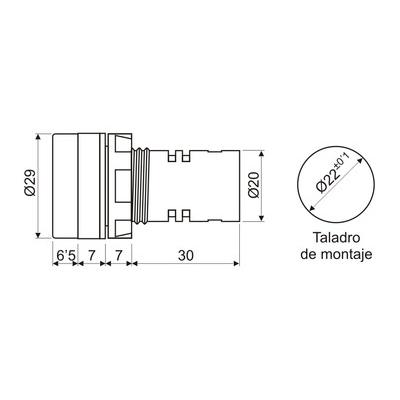 PILOT MULTILED 220V AC Ø22mm VERD