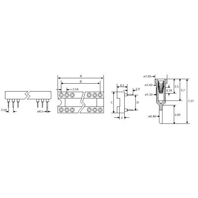 ZOCALO 28 PIN 15,24mm PAS 2,54mm